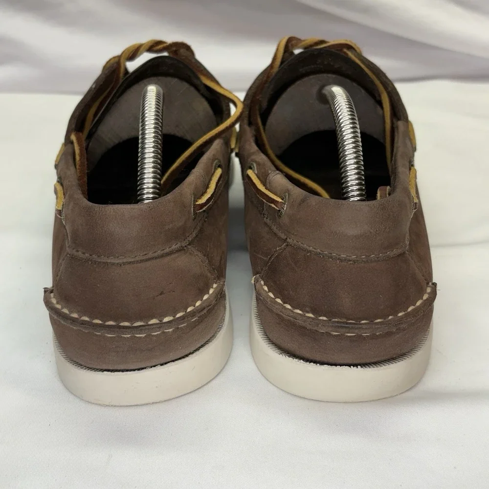 LL Bean Casco Bay Leather Boat Shoes Mens US 10.5‎ D Brown Moccasin Loafers